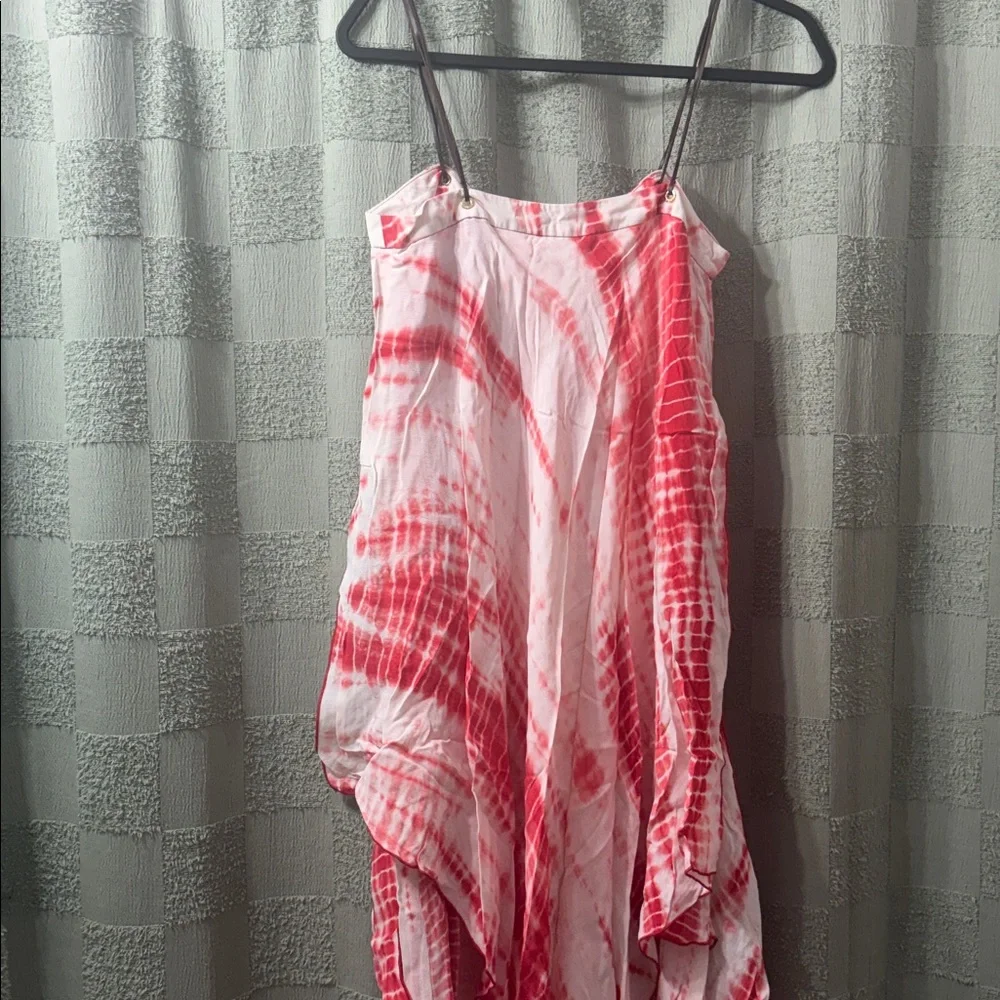 Michael kors Red and White Tie-Dye Flowy Slip Dress - Picture 9 of 11